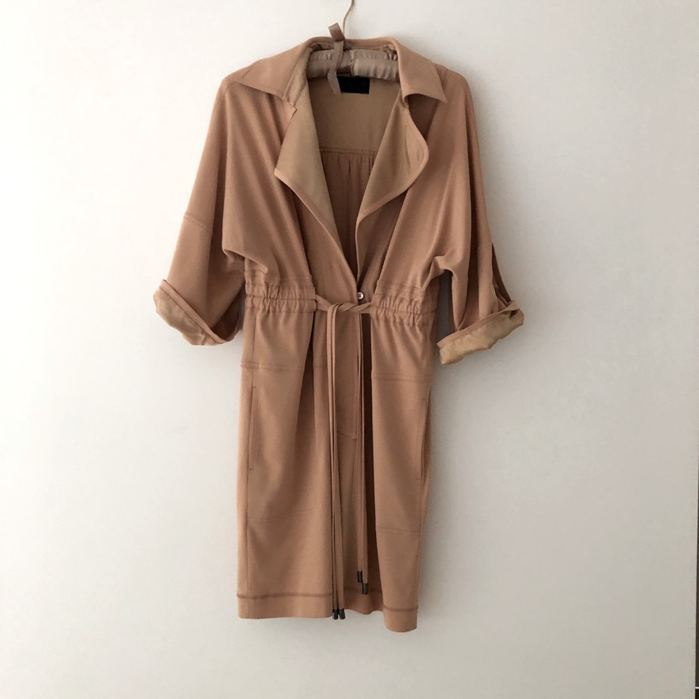 DEREK LAM drawstring waist dress w/ silk lapel